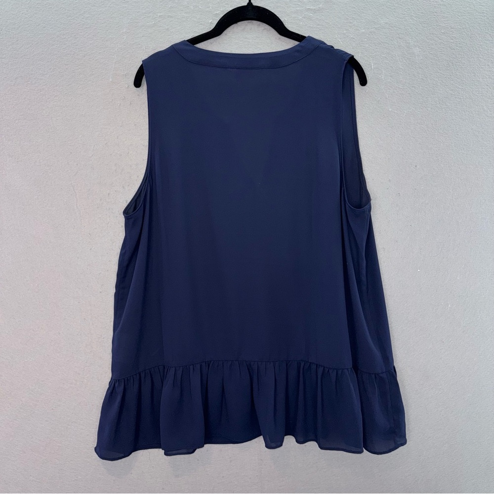 Lilly Pulitzer Navy Sleeveless Peplum V-Neck Blouse - Picture 4 of 5